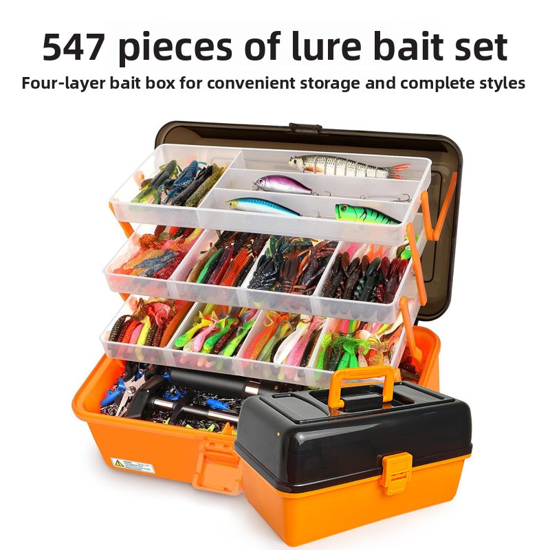 Fishing Lure Accessories - Große 4-Schicht-Aufbewahrungsbox für Angelköder mit 547