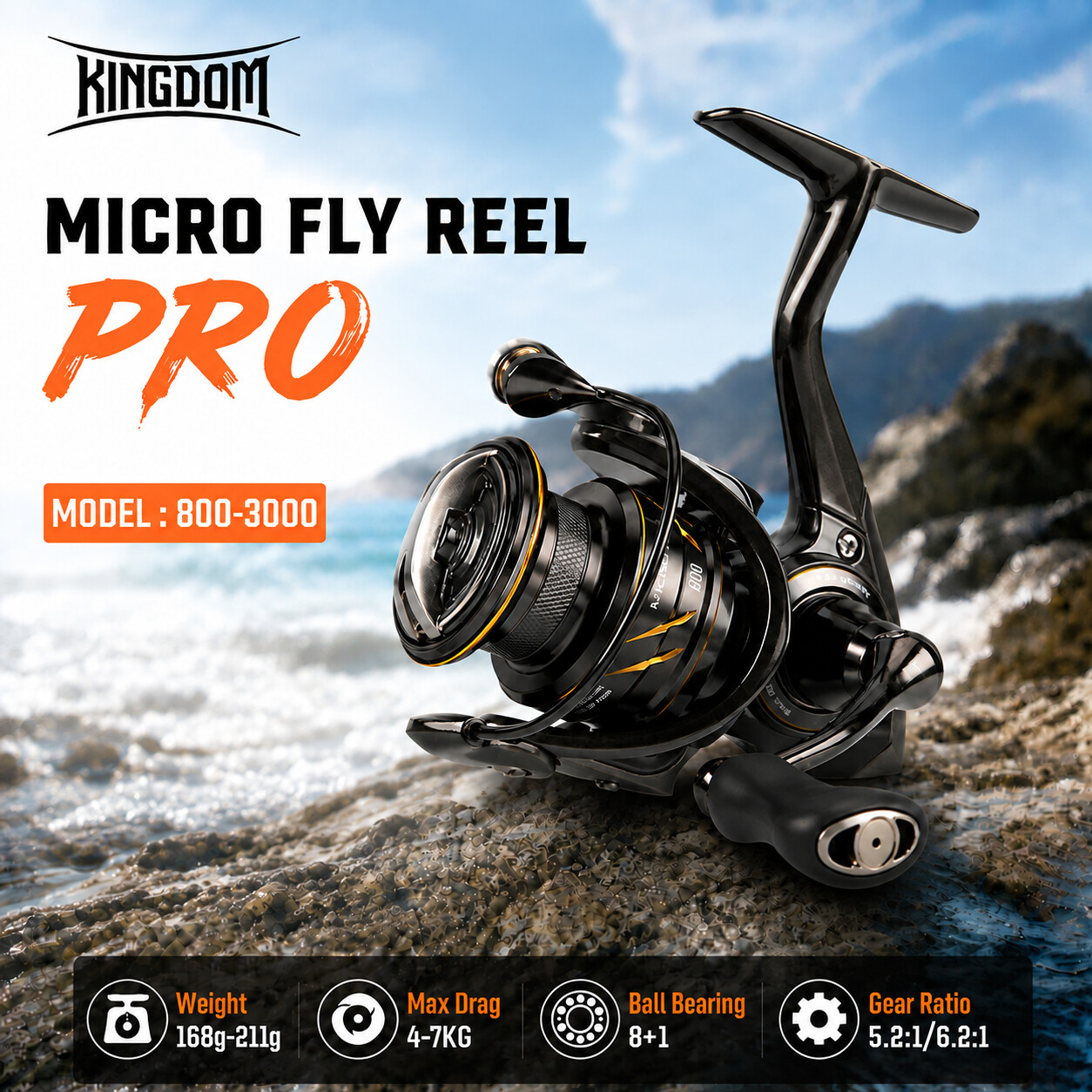 Kastking Reel Zephyr - Kingdom Micro Fly Pro Angelrolle, ultraleicht,